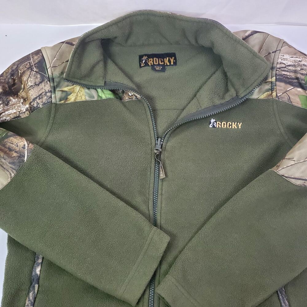 Rocky Fleece Jacket Men's Size M Camo Realtree Green Full Zip Hunting Outdoor